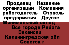 Продавец › Название организации ­ Компания-работодатель › Отрасль предприятия ­ Другое › Минимальный оклад ­ 6 000 - Все города Работа » Вакансии   . Калининградская обл.,Советск г.